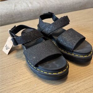 Dr. Martens Black Glitter Platform Sandals